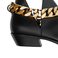 BLACK Bottines en cuir avec chaîne