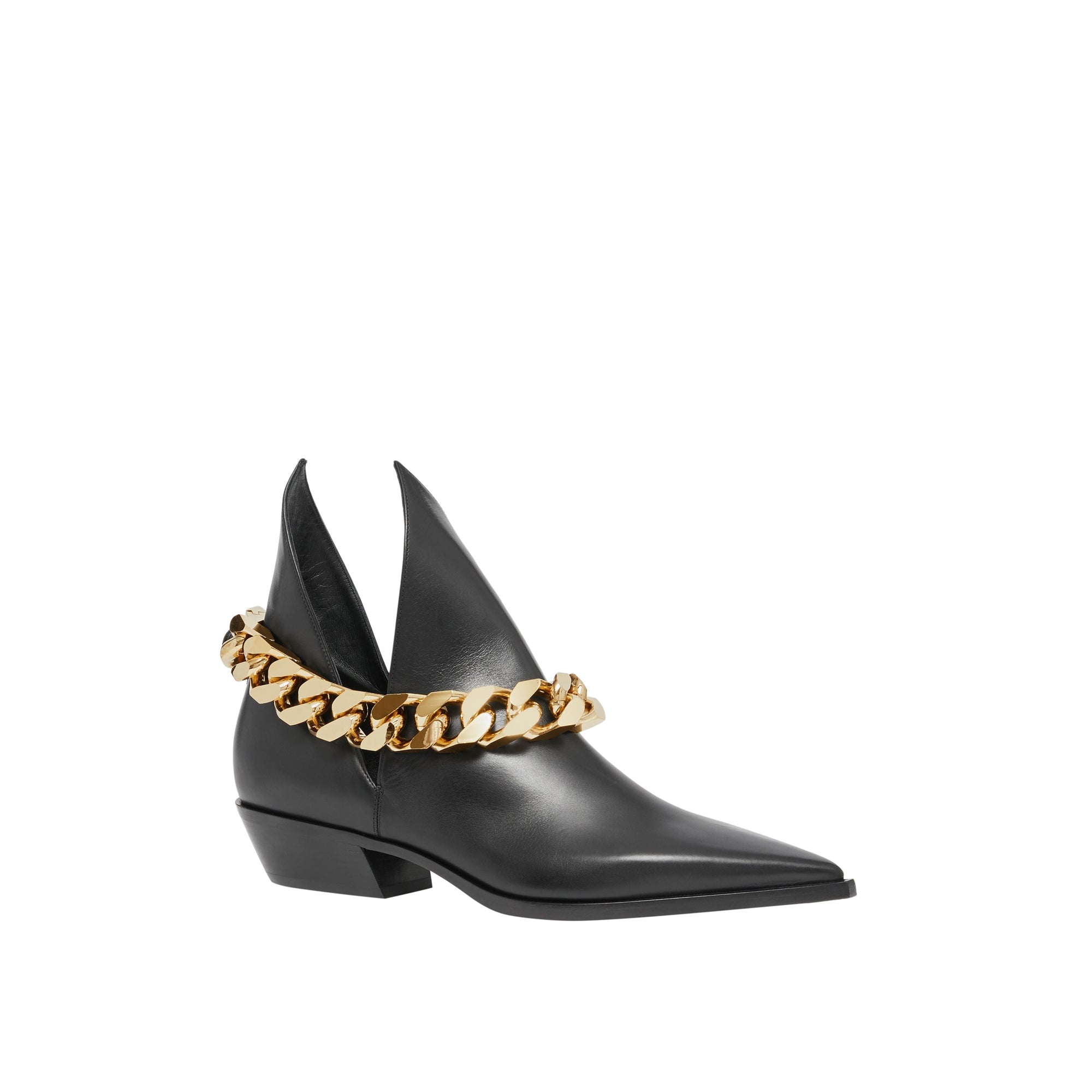 BLACK Bottines en cuir avec chaîne