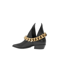BLACK Bottines en cuir avec chaîne