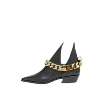 BLACK Bottines en cuir avec chaîne