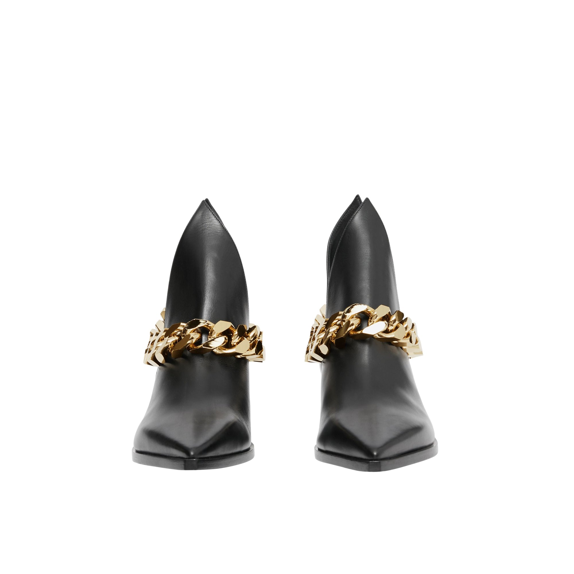 BLACK Bottines en cuir avec chaîne
