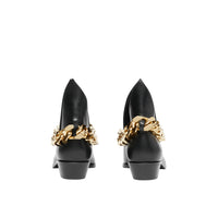 BLACK Bottines en cuir avec chaîne