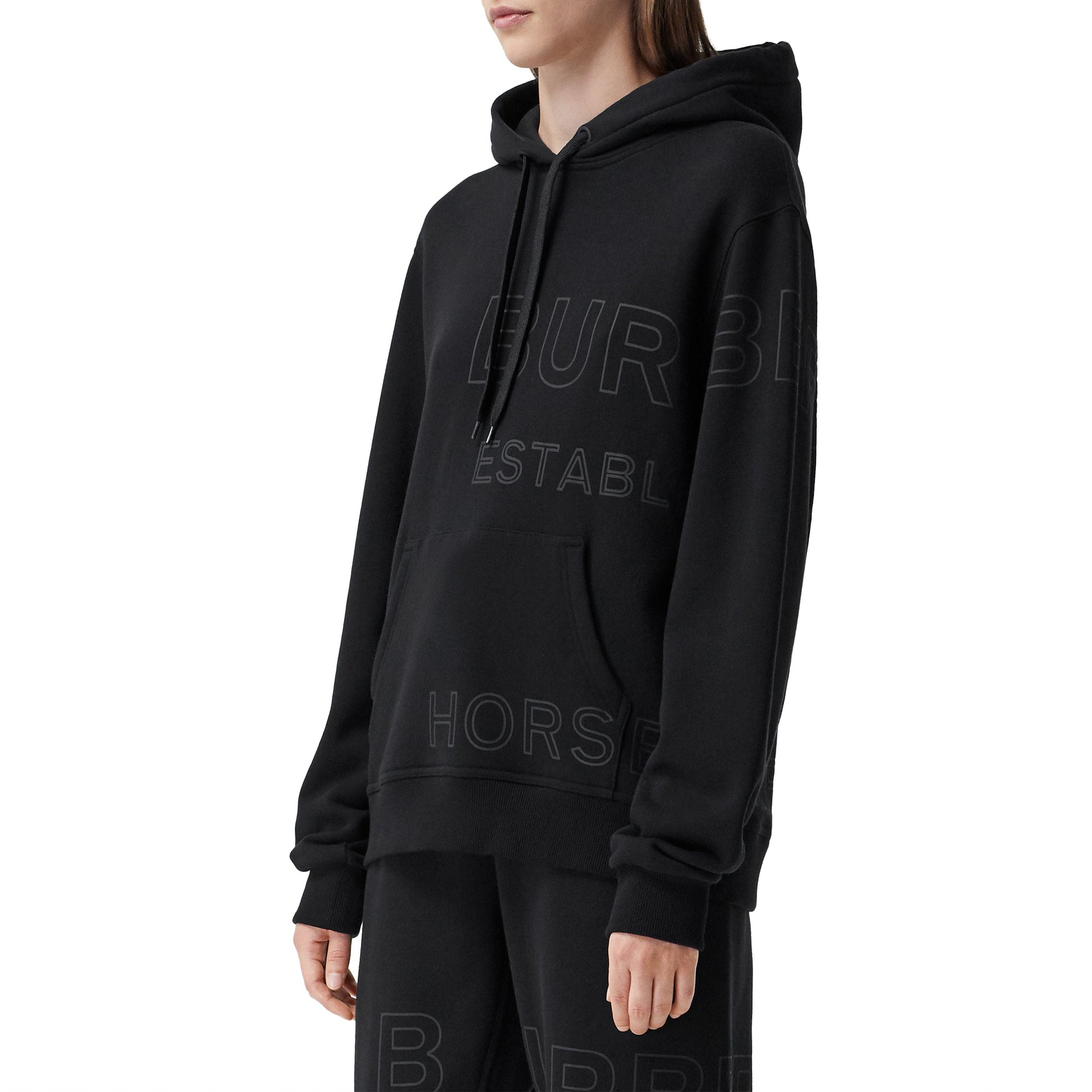 BLACK Hoodie oversize en coton Horseferry