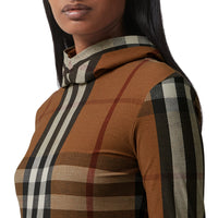 BIRCH BROWN IP PTTN Haut à capuche en jersey stretch check