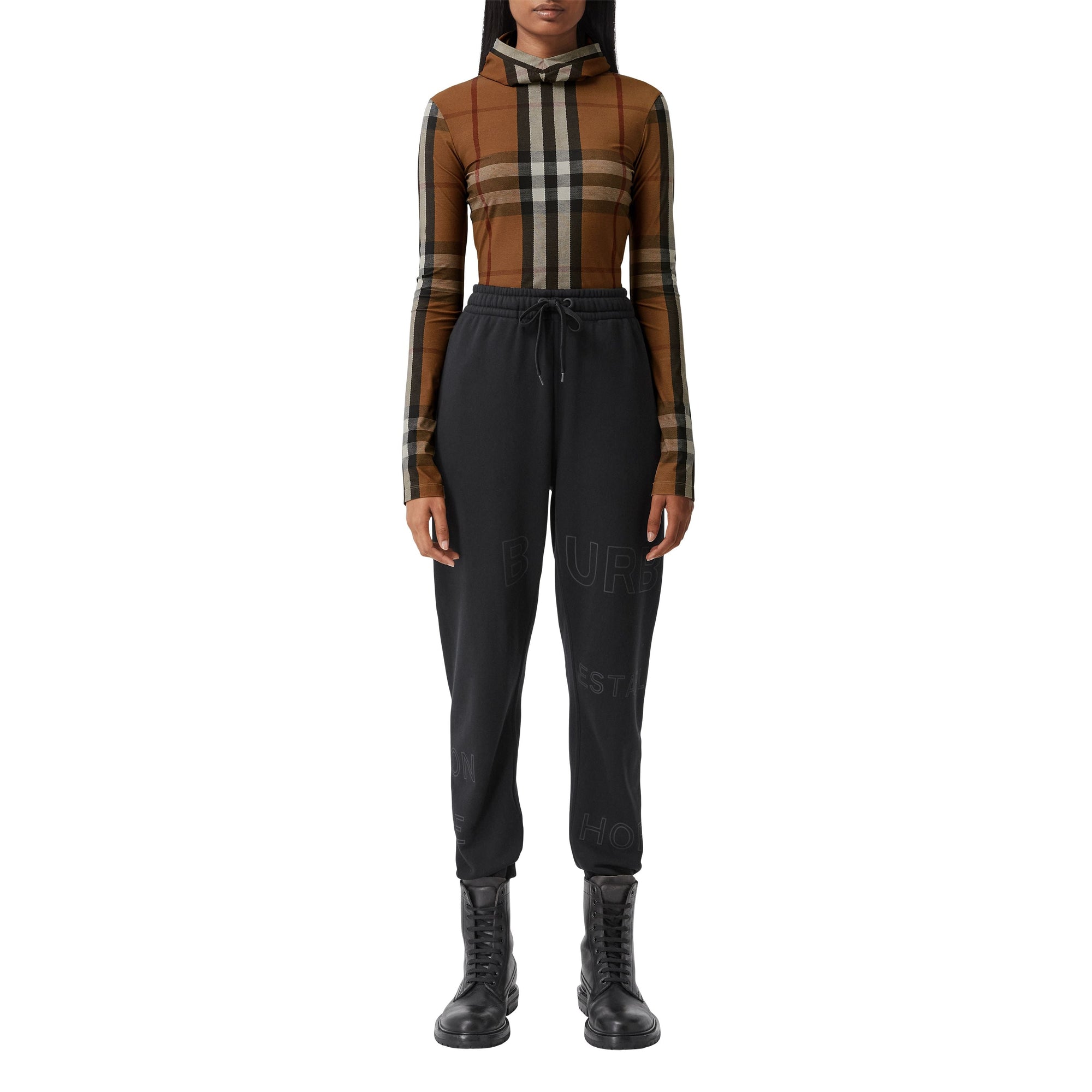 BIRCH BROWN IP PTTN Haut à capuche en jersey stretch check