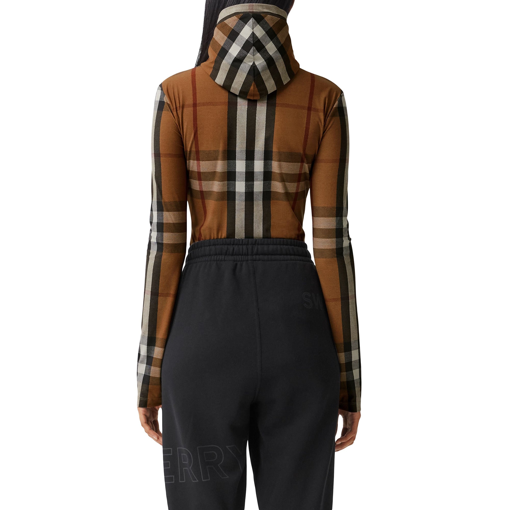 BIRCH BROWN IP PTTN Haut à capuche en jersey stretch check