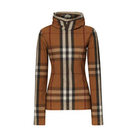 BIRCH BROWN IP PTTN Haut à capuche en jersey stretch check