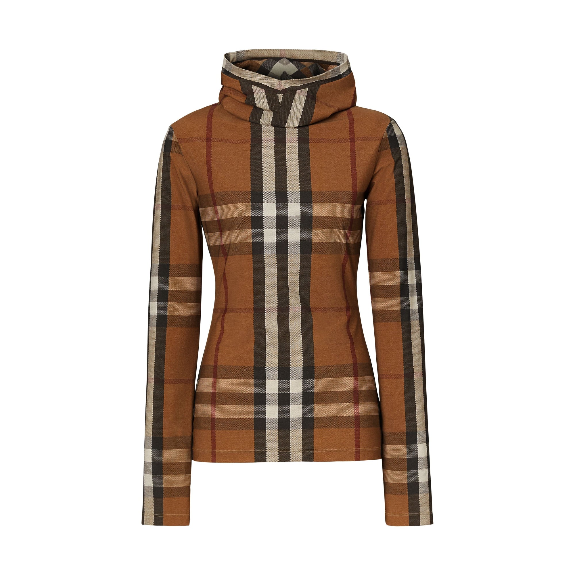 BIRCH BROWN IP PTTN Haut à capuche en jersey stretch check