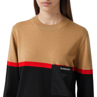 BLACK Pull en laine et coton color-block
