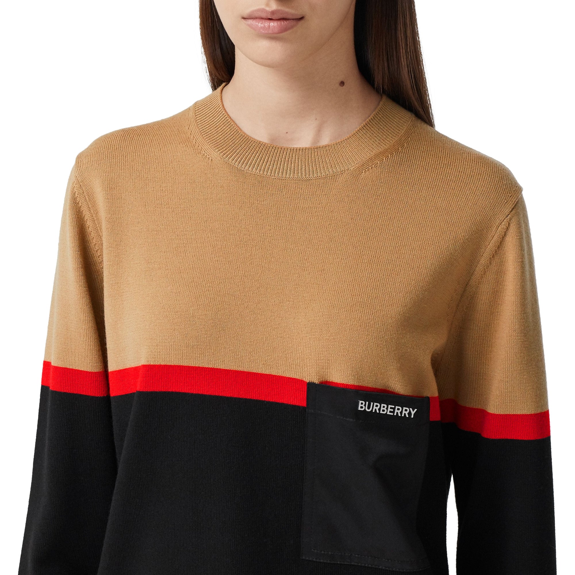 BLACK Pull en laine et coton color-block