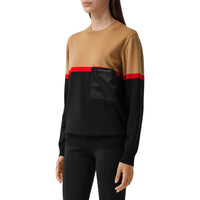 BLACK Pull en laine et coton color-block