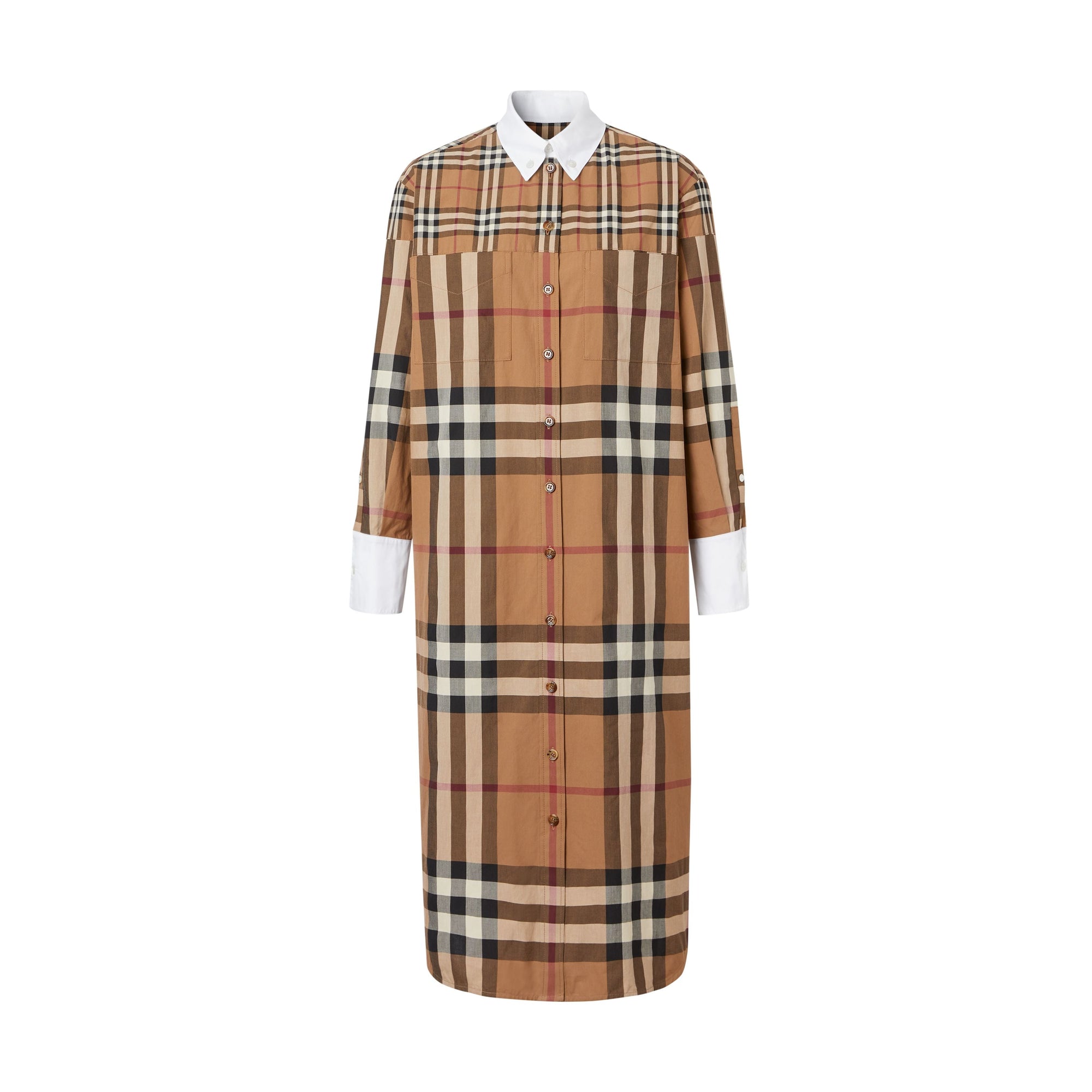 BIRCH BROWN IP PTTN Robe chemise oversize en coton check