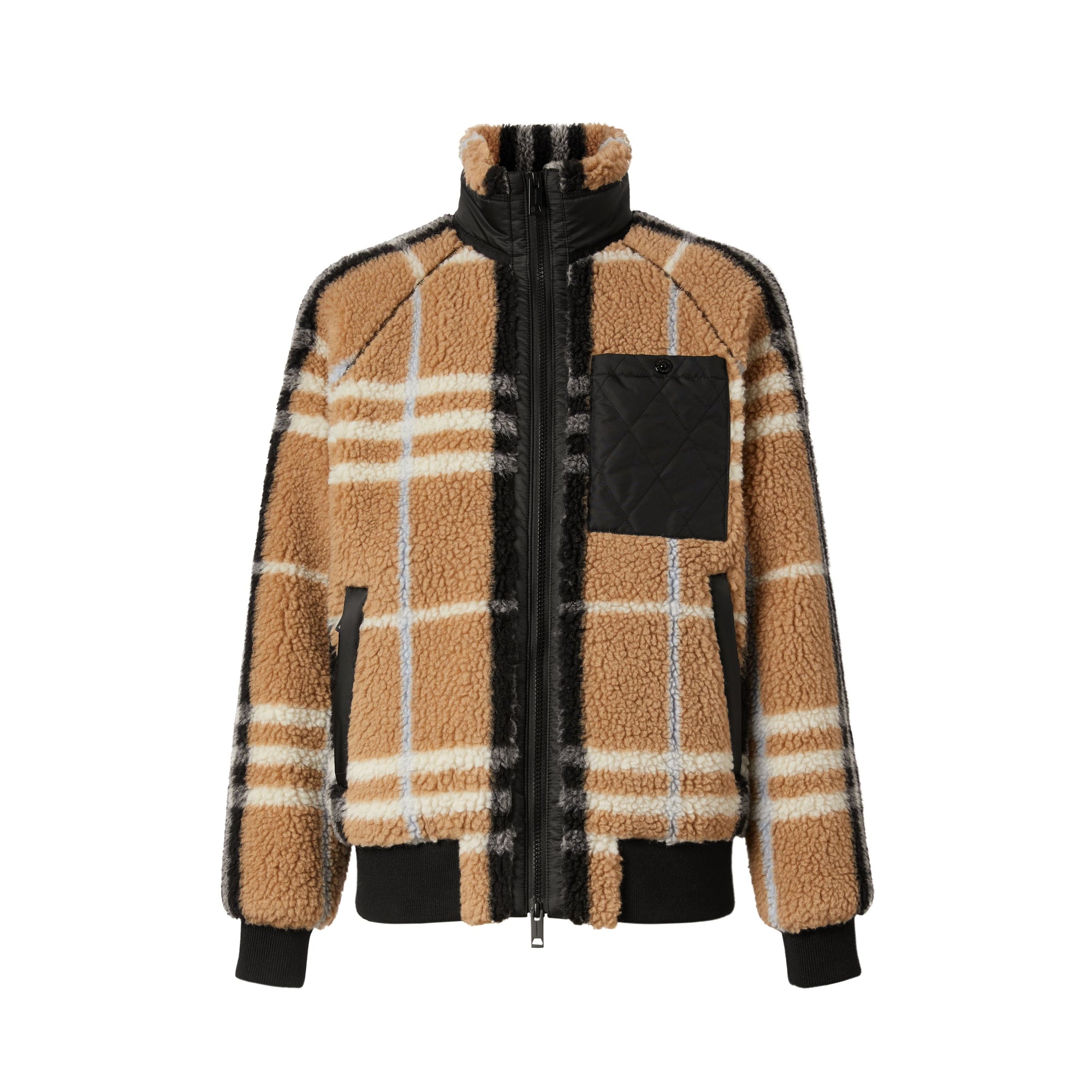 PALE BLUE IP CHECK Veste en jacquard molletonné check avec panneau matelassé