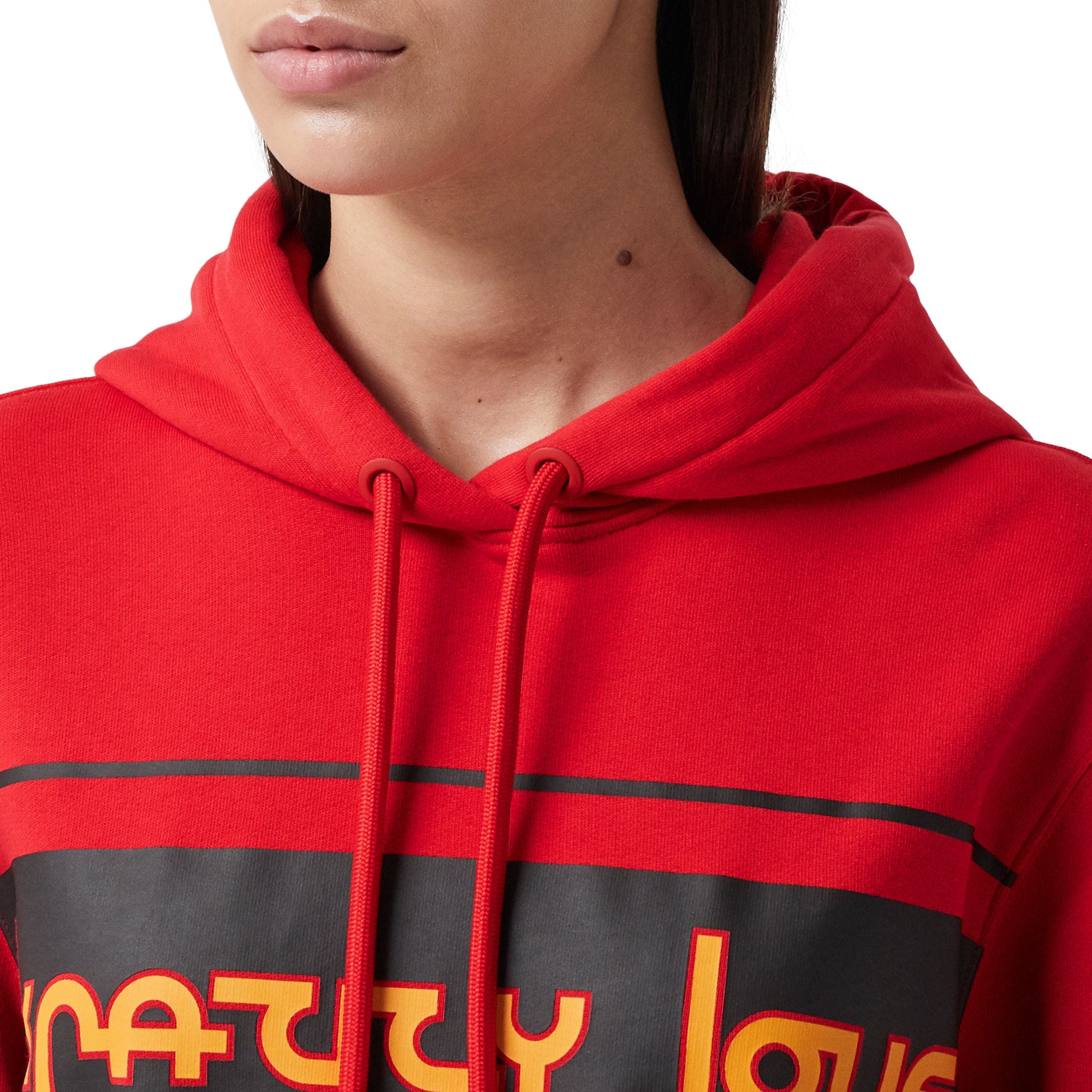 BRIGHT RED Sweat-shirt à capuche oversize en coton avec slogan