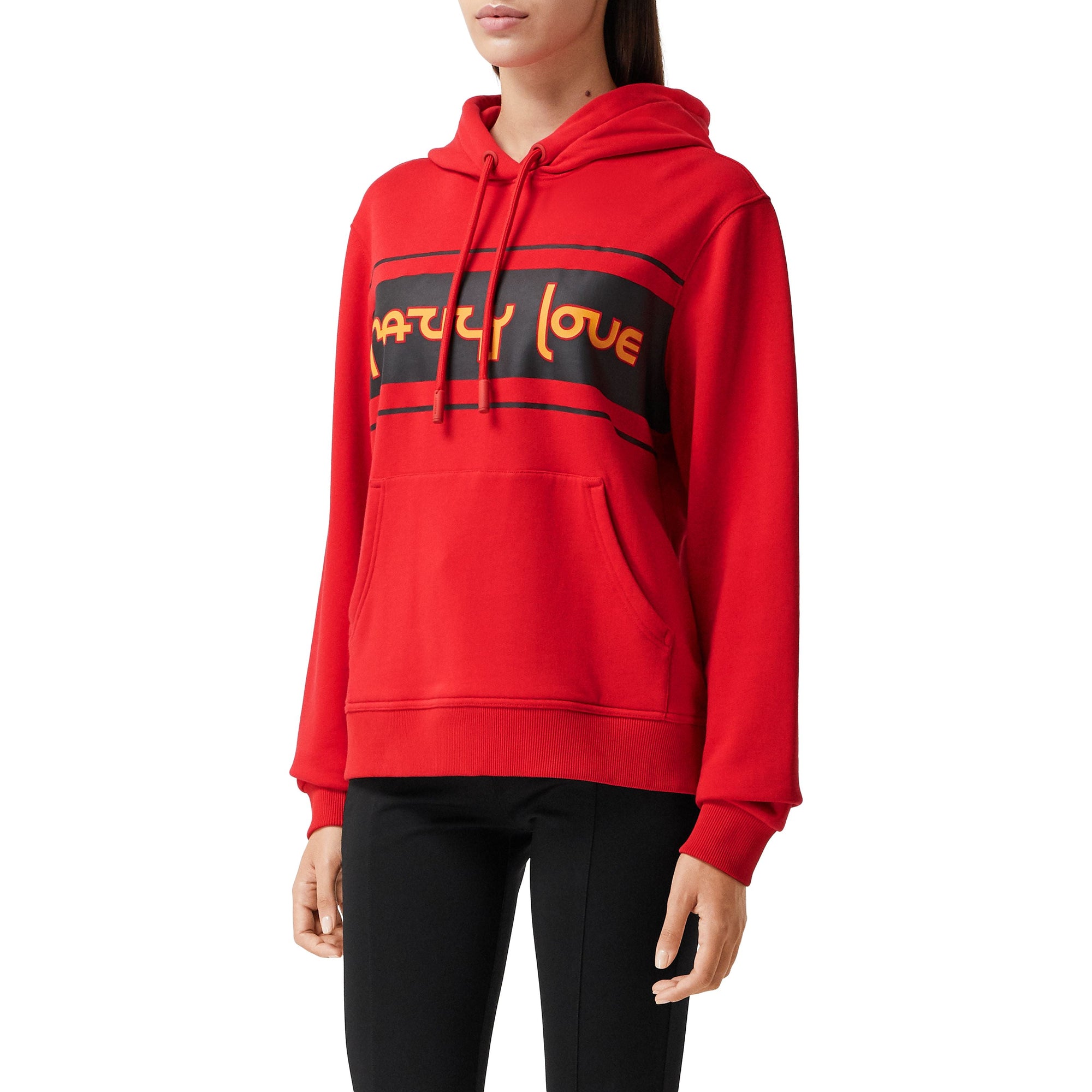 BRIGHT RED Sweat-shirt à capuche oversize en coton avec slogan