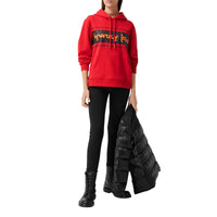 BRIGHT RED Sweat-shirt à capuche oversize en coton avec slogan