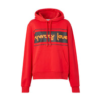 BRIGHT RED Sweat-shirt à capuche oversize en coton avec slogan