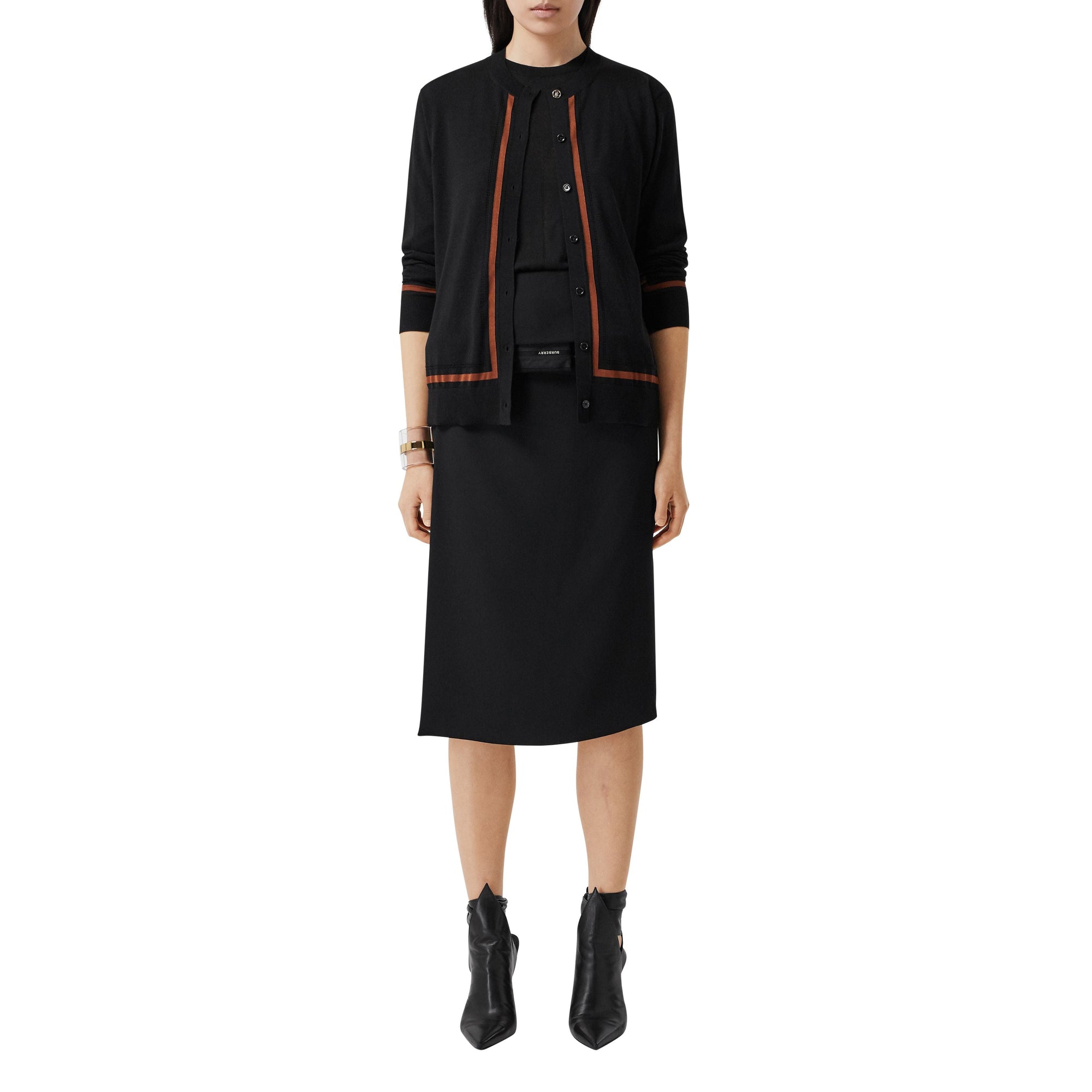 BLACK Cardigan en laine, soie et cachemire Monogram
