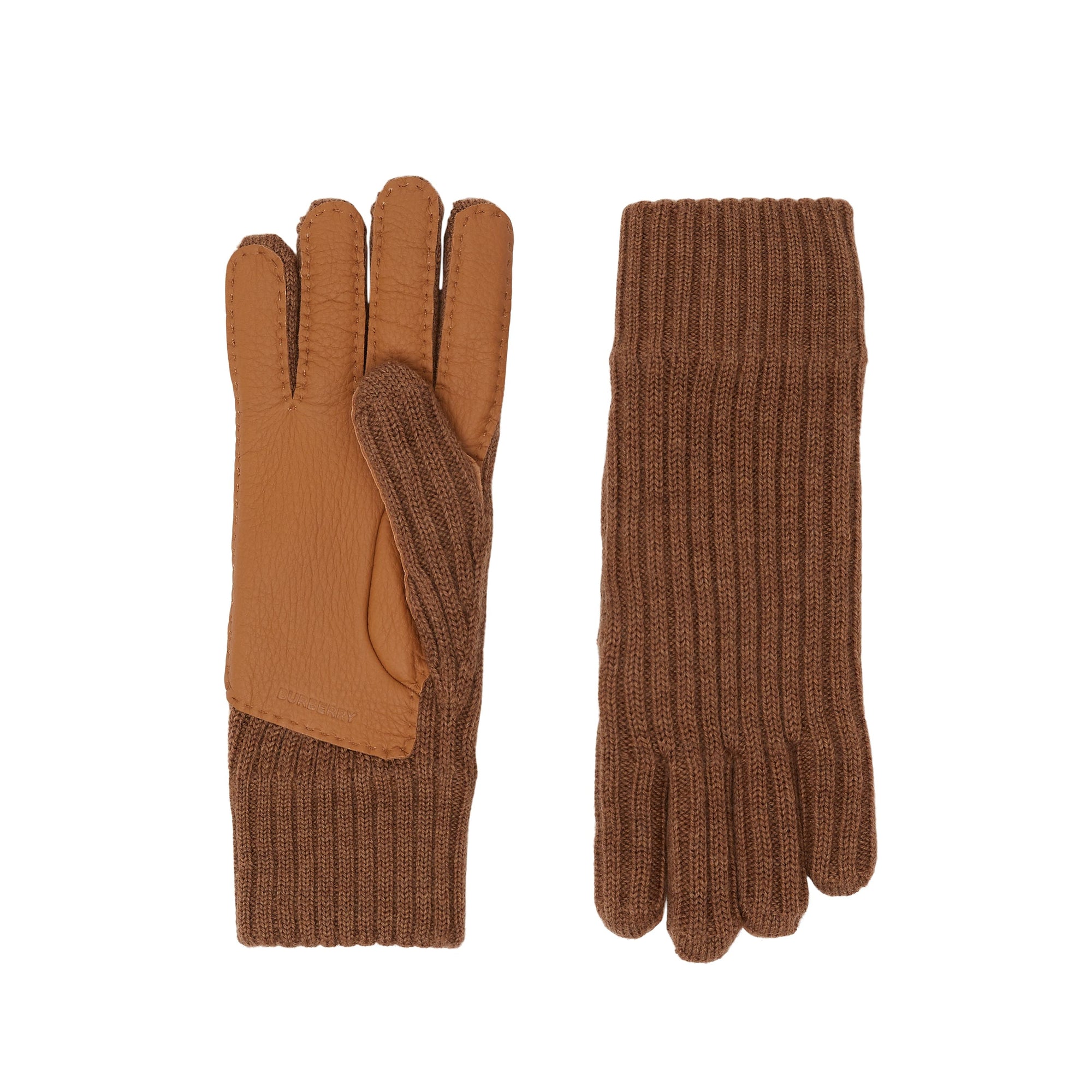 CAMEL Gants en laine mérinos et cuir de cerf doublés de cachemire