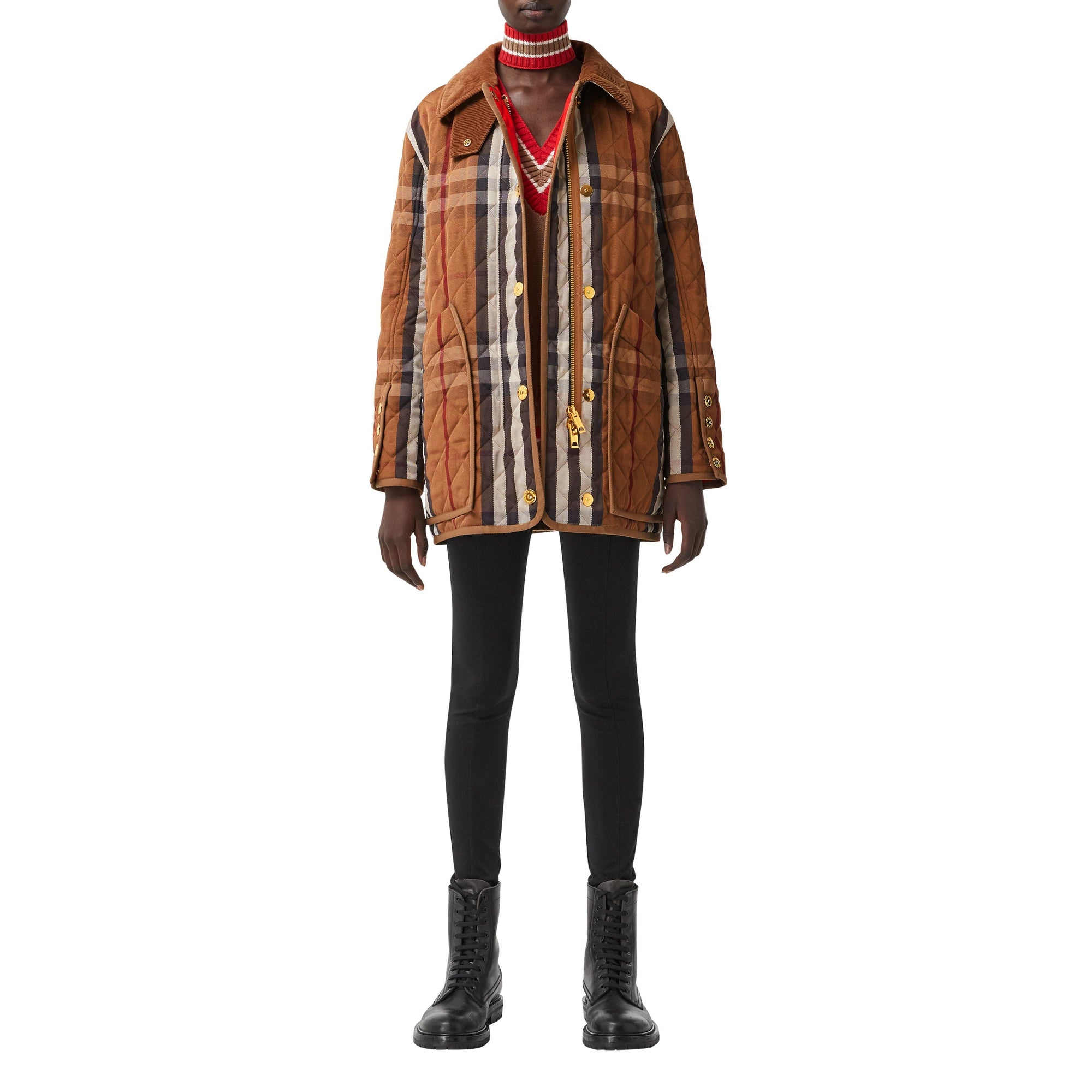 BIRCH BROWN IP PTTN Veste de campagne matelassée en coton technique check