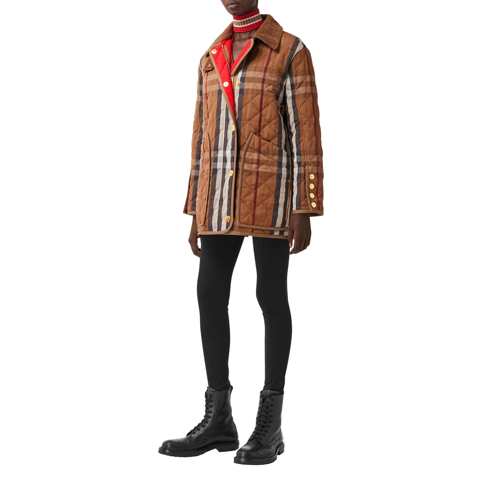 BIRCH BROWN IP PTTN Veste de campagne matelassée en coton technique check