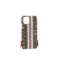 Coque pour iphone 11 pro rayée monogram avec lanière - Brun bride