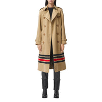 Trench-coat en gabardine de coton à rayures - Miel