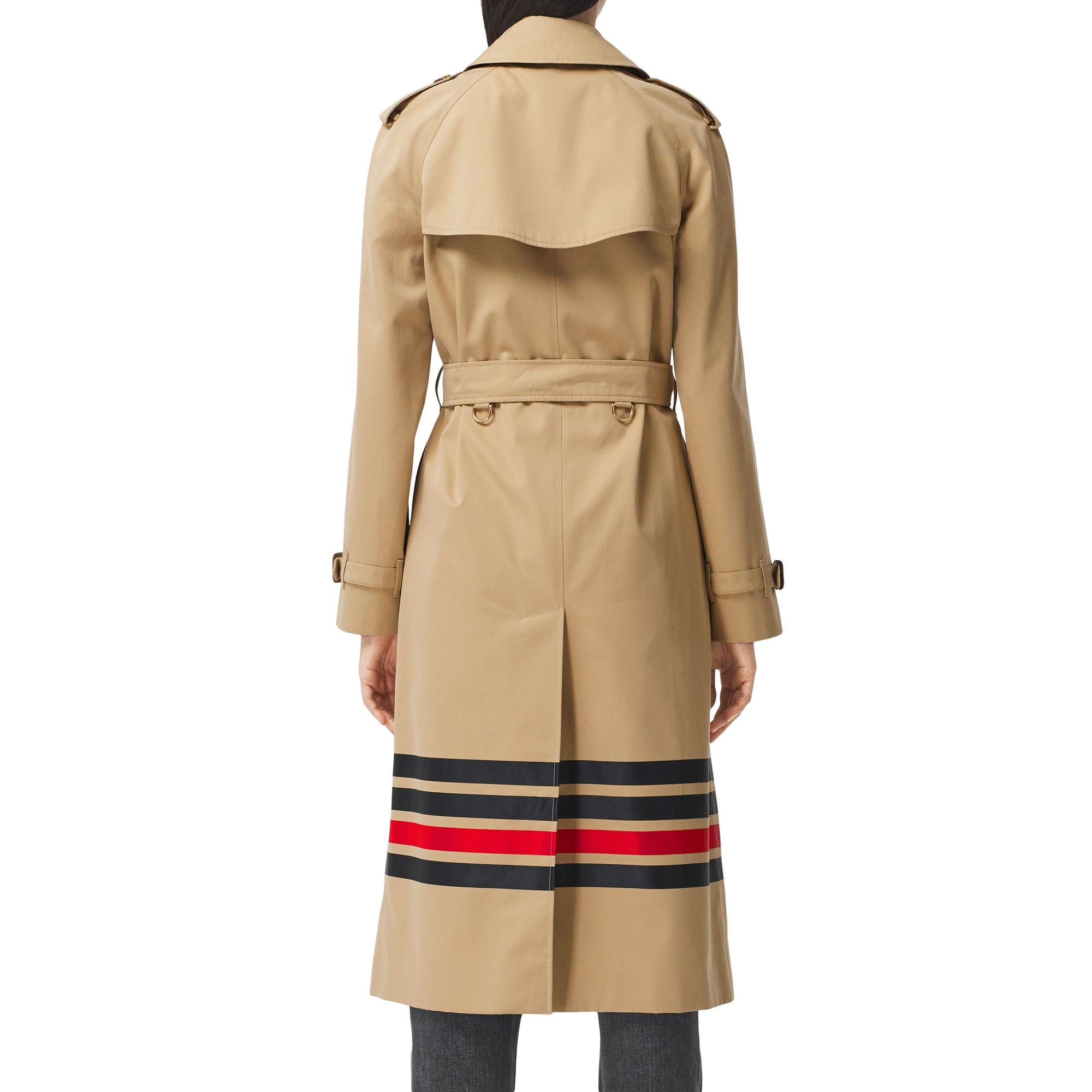 Trench-coat en gabardine de coton à rayures - Miel