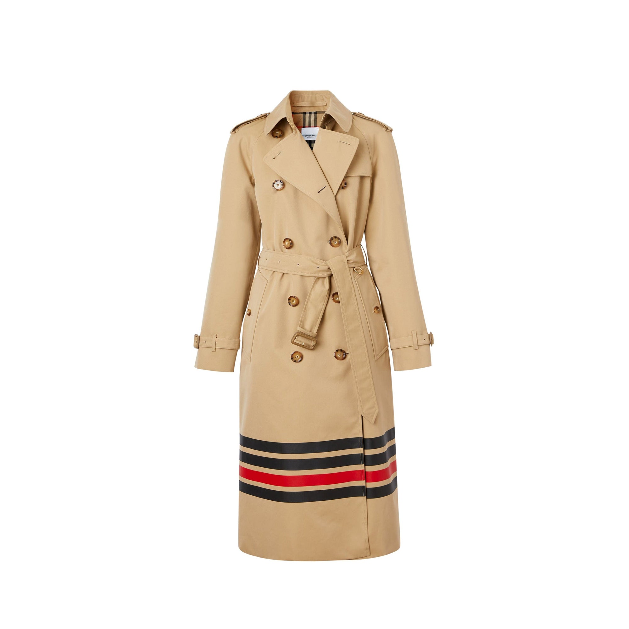 Trench-coat en gabardine de coton à rayures - Miel