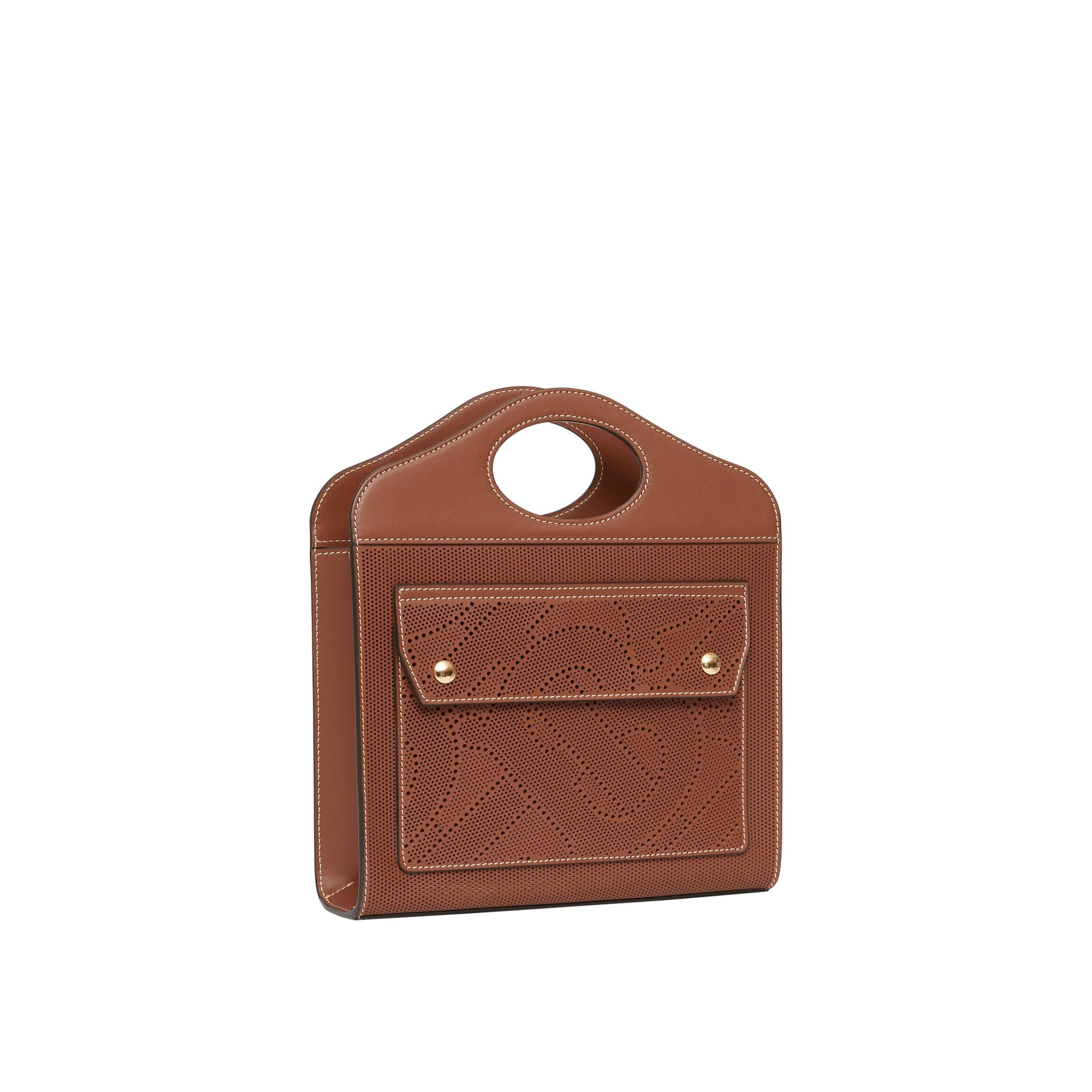 Mini sac pocket en cuir perforé monogram - Hâle