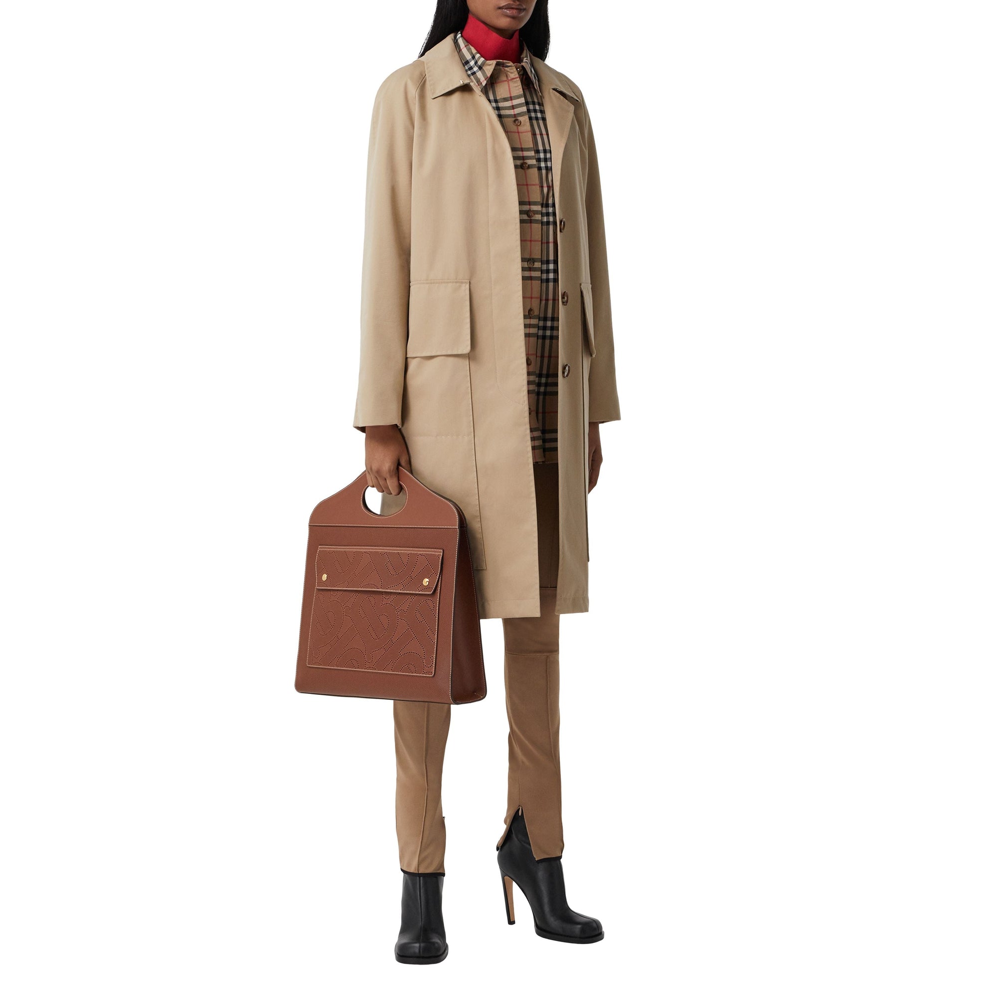 Sac pocket moyen en cuir perforé monogram - Hâle