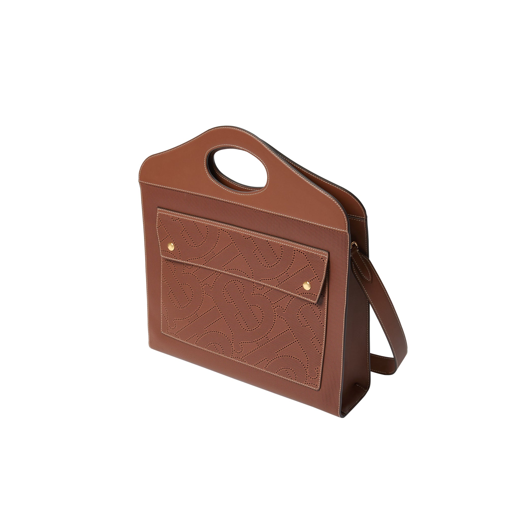 Sac pocket moyen en cuir perforé monogram - Hâle