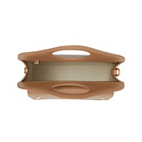 Mini sac pocket en cuir rayé en intarsia - Camel