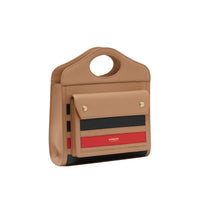 Mini sac Pocket en cuir rayé en intarsia - Camel