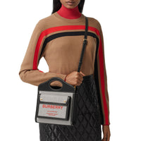 Mini sac pocket en toile et cuir bicolore - Noir & rouge vif