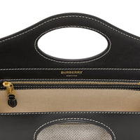 Mini sac pocket en toile et cuir bicolore - Noir & rouge vif
