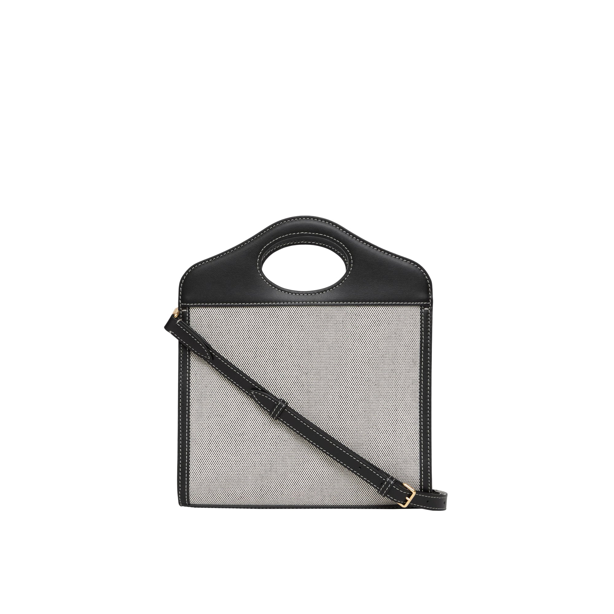 Mini sac pocket en toile et cuir bicolore - Noir & rouge vif