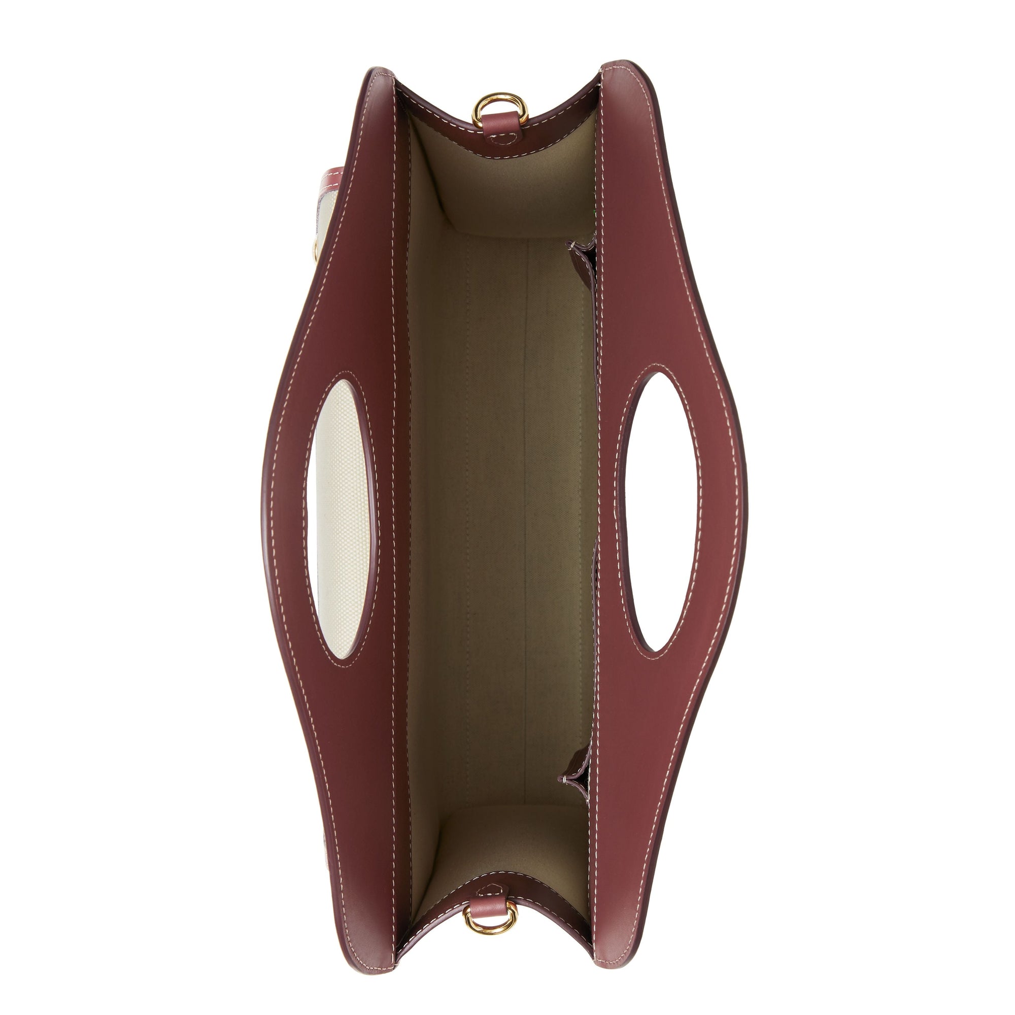 Sac Pocket moyen en toile et cuir bicolore - Naturel & Grenat