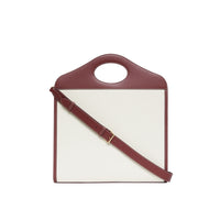 Sac Pocket moyen en toile et cuir bicolore - Naturel & Grenat