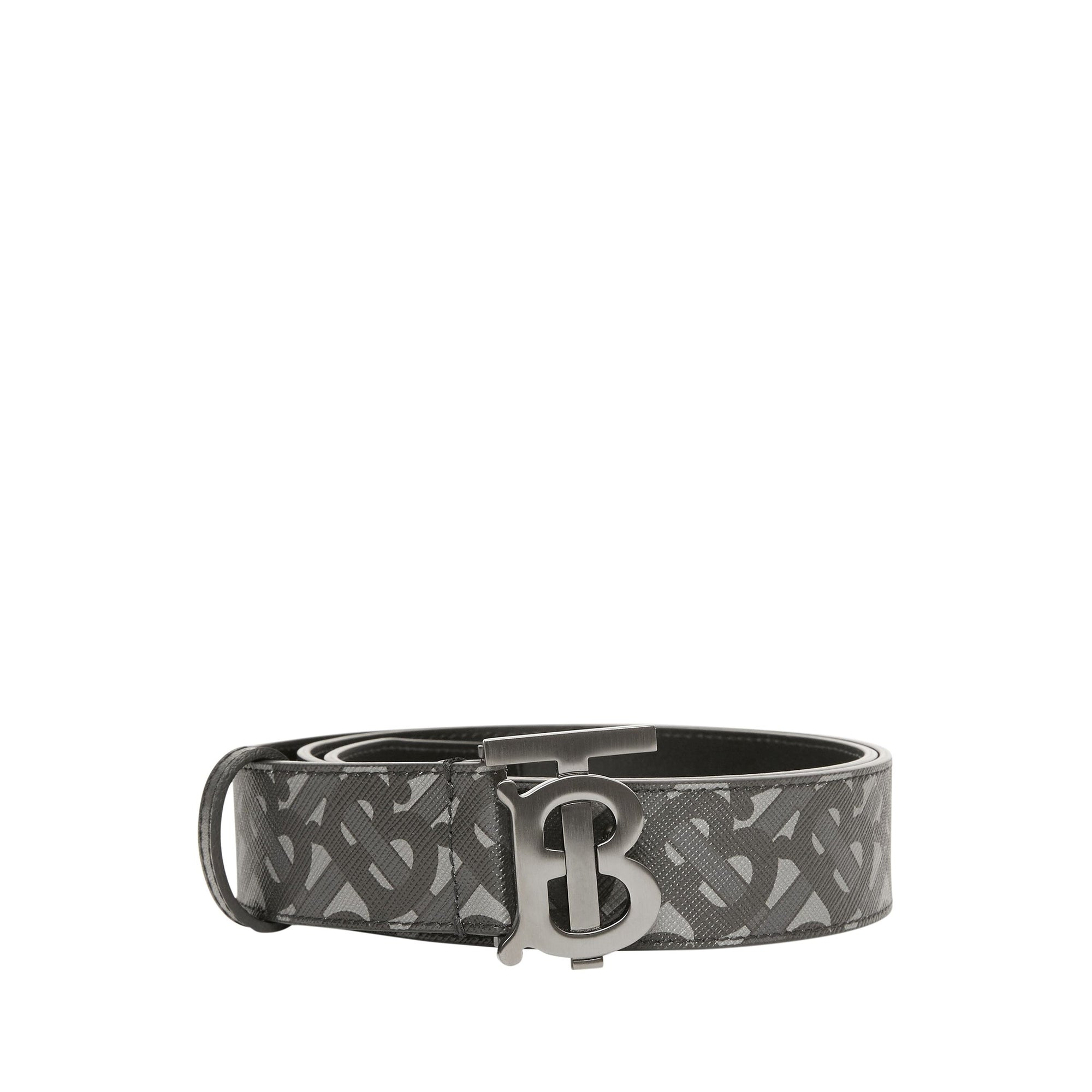 Ceinture en toile écologique et cuir Monogram - Anthracite & Noir