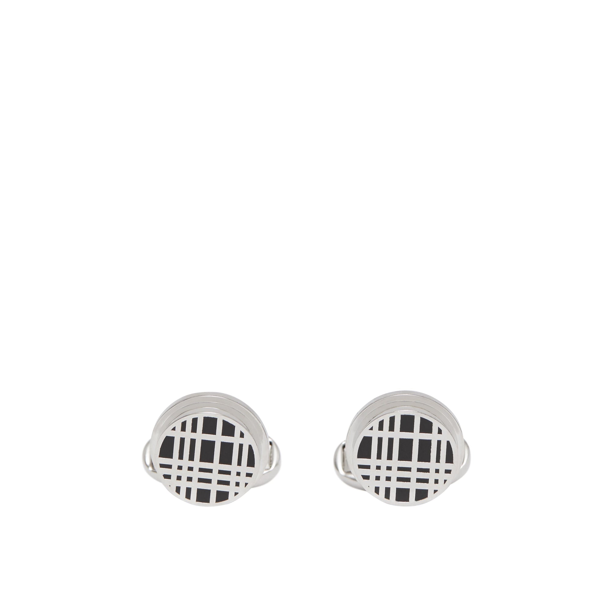 PALLADIO/BLACK Boutons de manchette plaqués palladium avec check