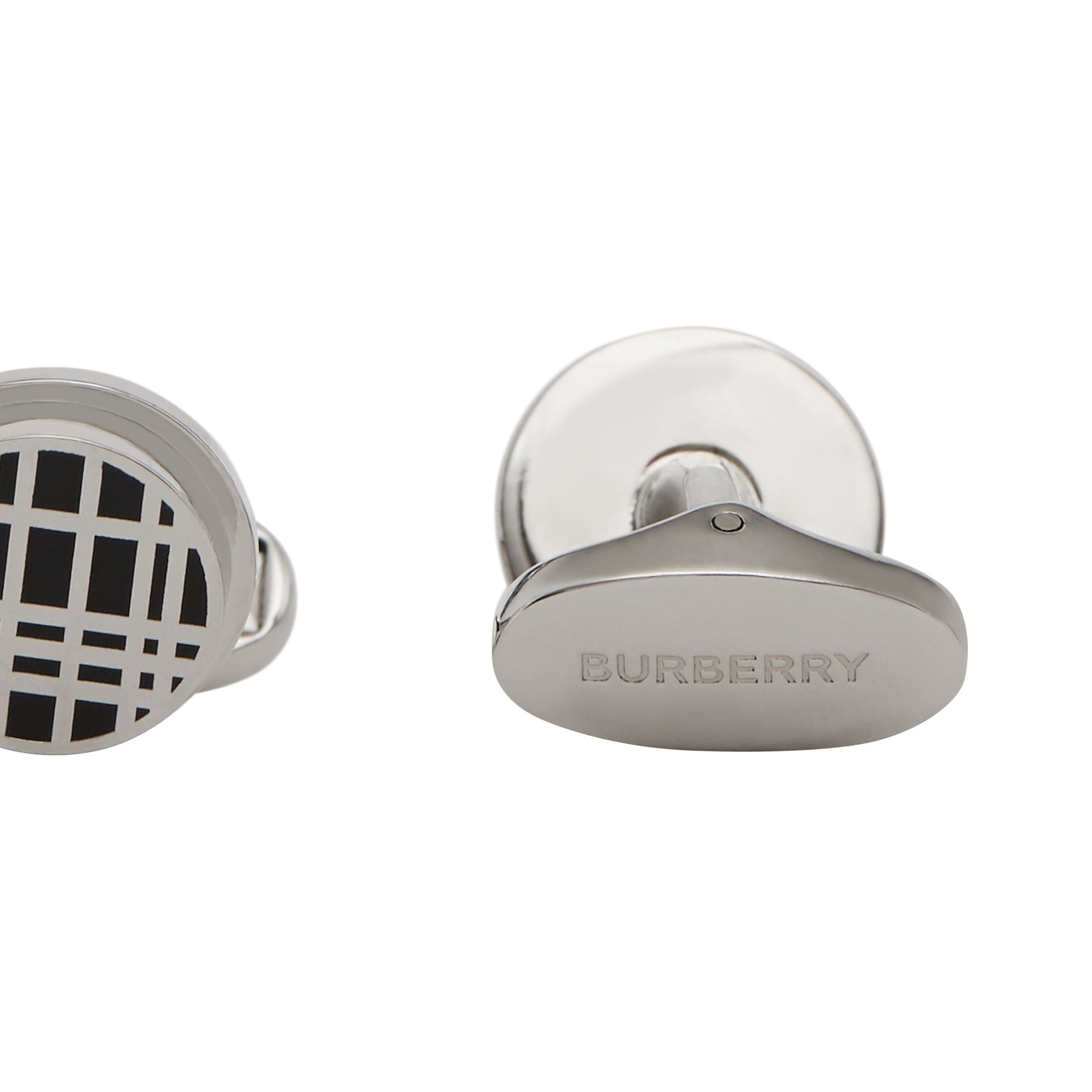 PALLADIO/BLACK Boutons de manchette plaqués palladium avec check
