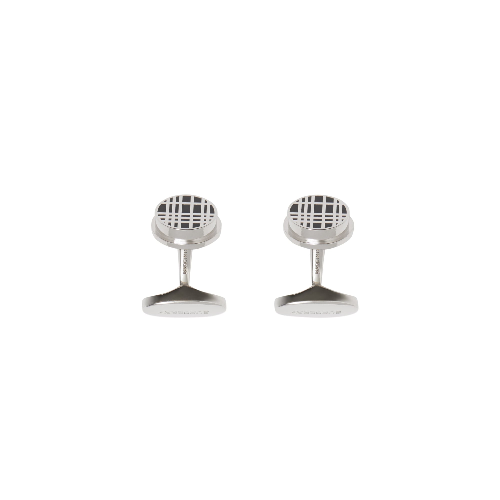 PALLADIO/BLACK Boutons de manchette plaqués palladium avec check