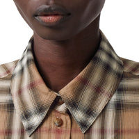 Chemise oversize en sergé de coton check ombré - Bouleau Brun