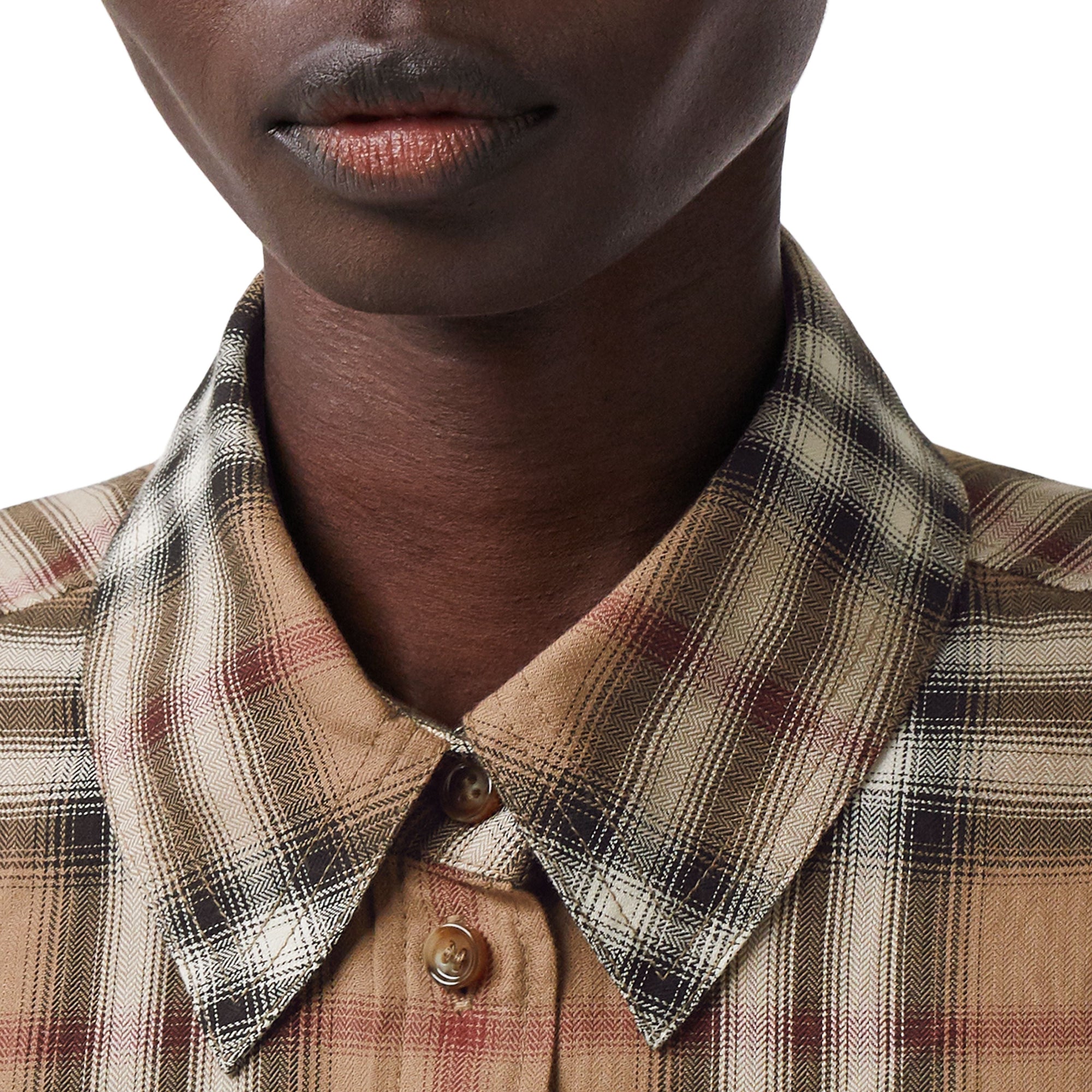 Chemise oversize en sergé de coton check ombré - Bouleau Brun