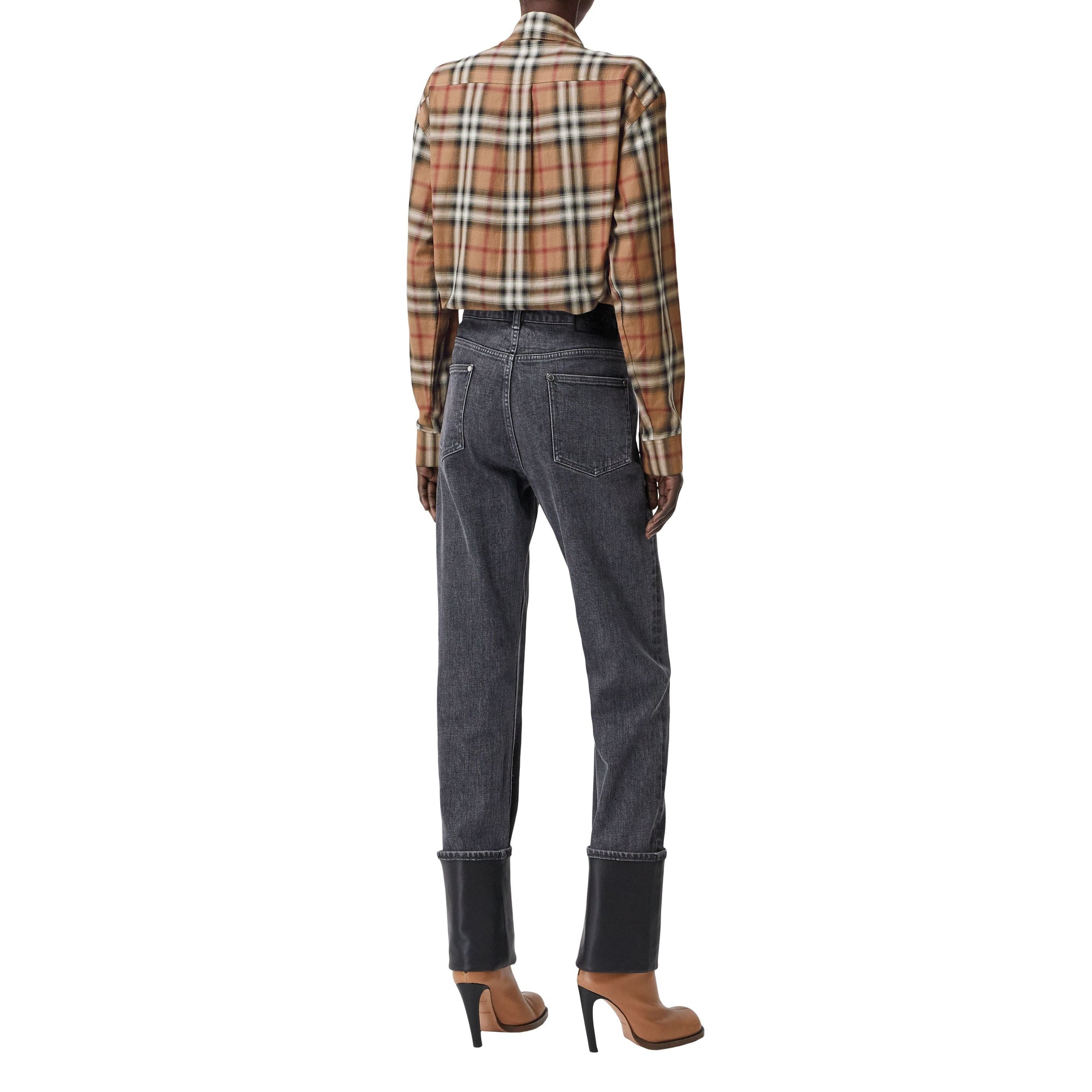 Chemise oversize en sergé de coton check ombré - Bouleau brun