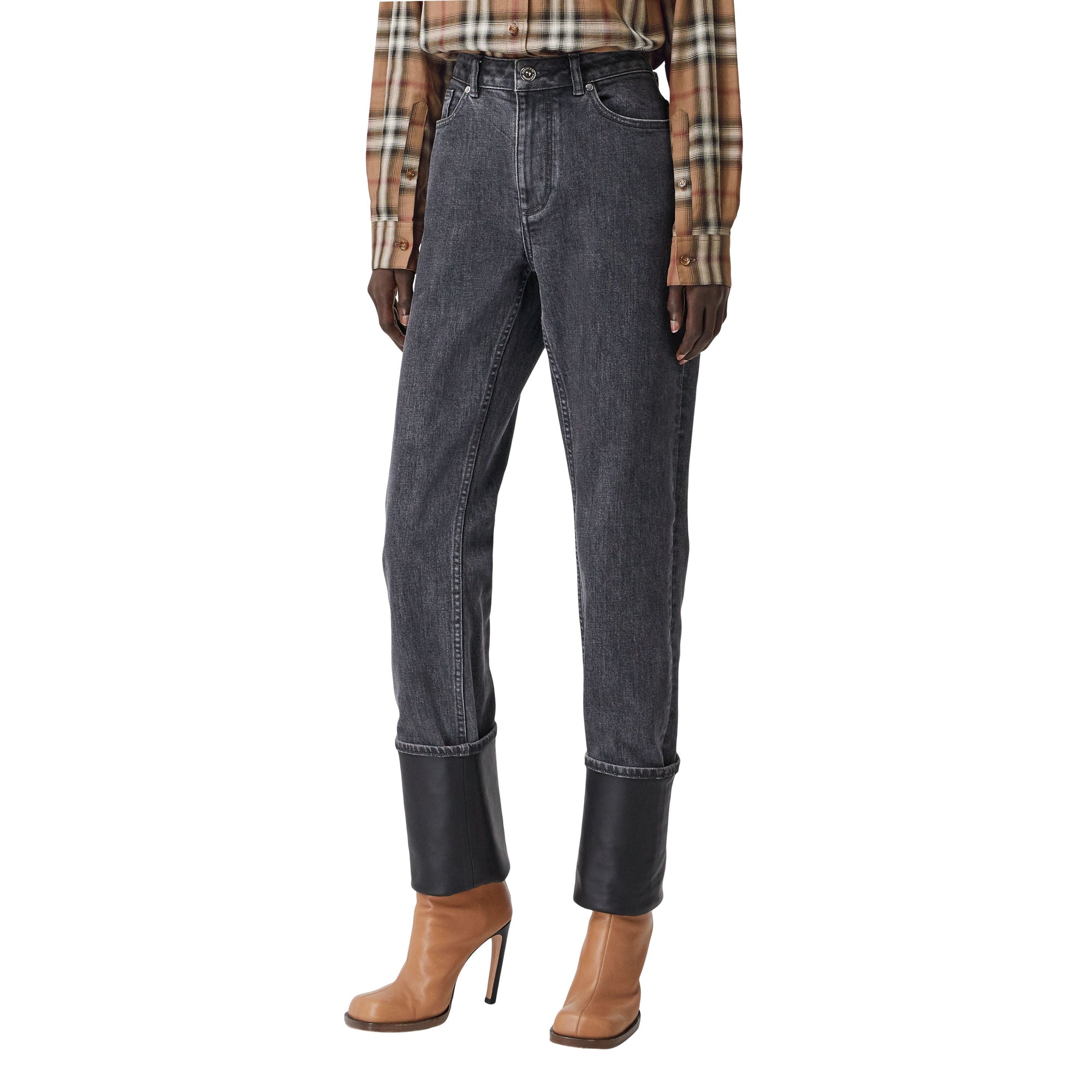 Chemise oversize en sergé de coton check ombré - Bouleau Brun