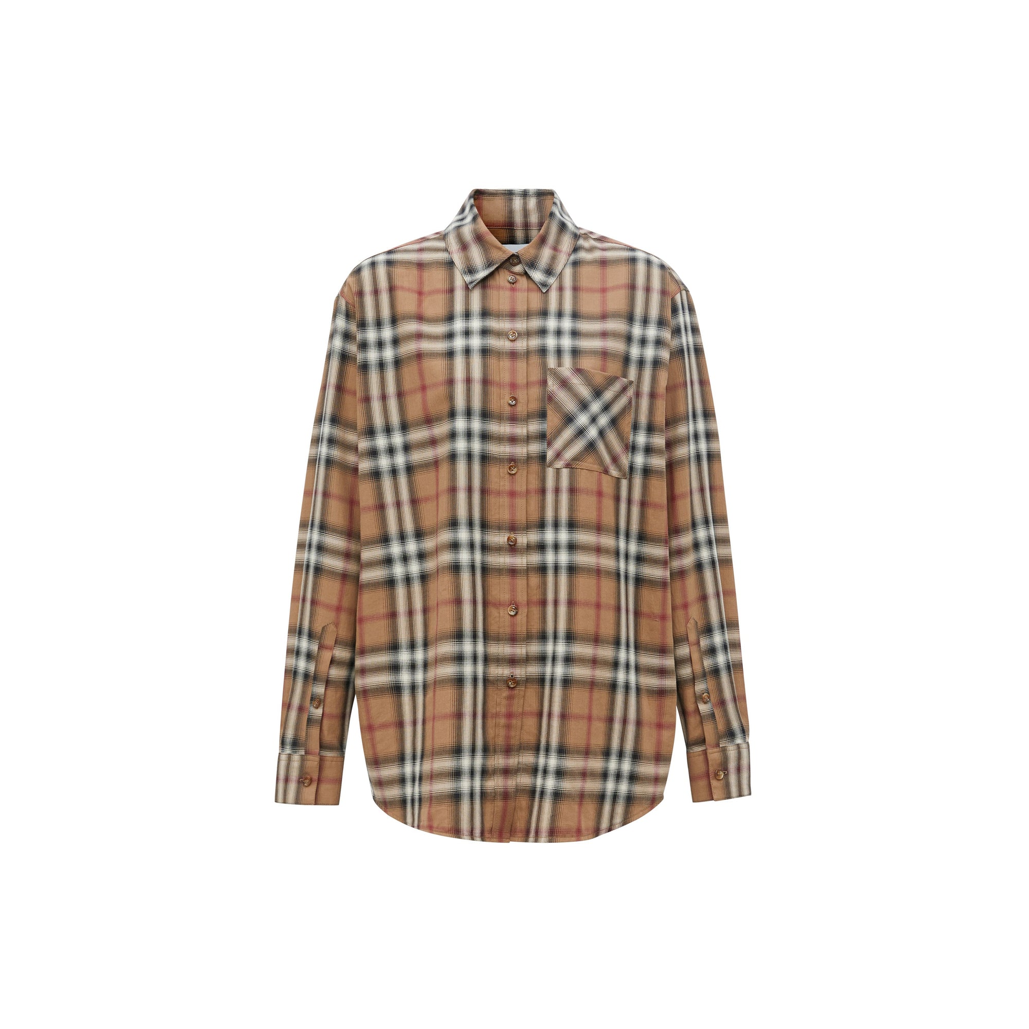 Chemise oversize en sergé de coton check ombré - Bouleau Brun