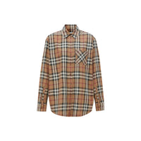 Chemise oversize en sergé de coton check ombré - Bouleau brun