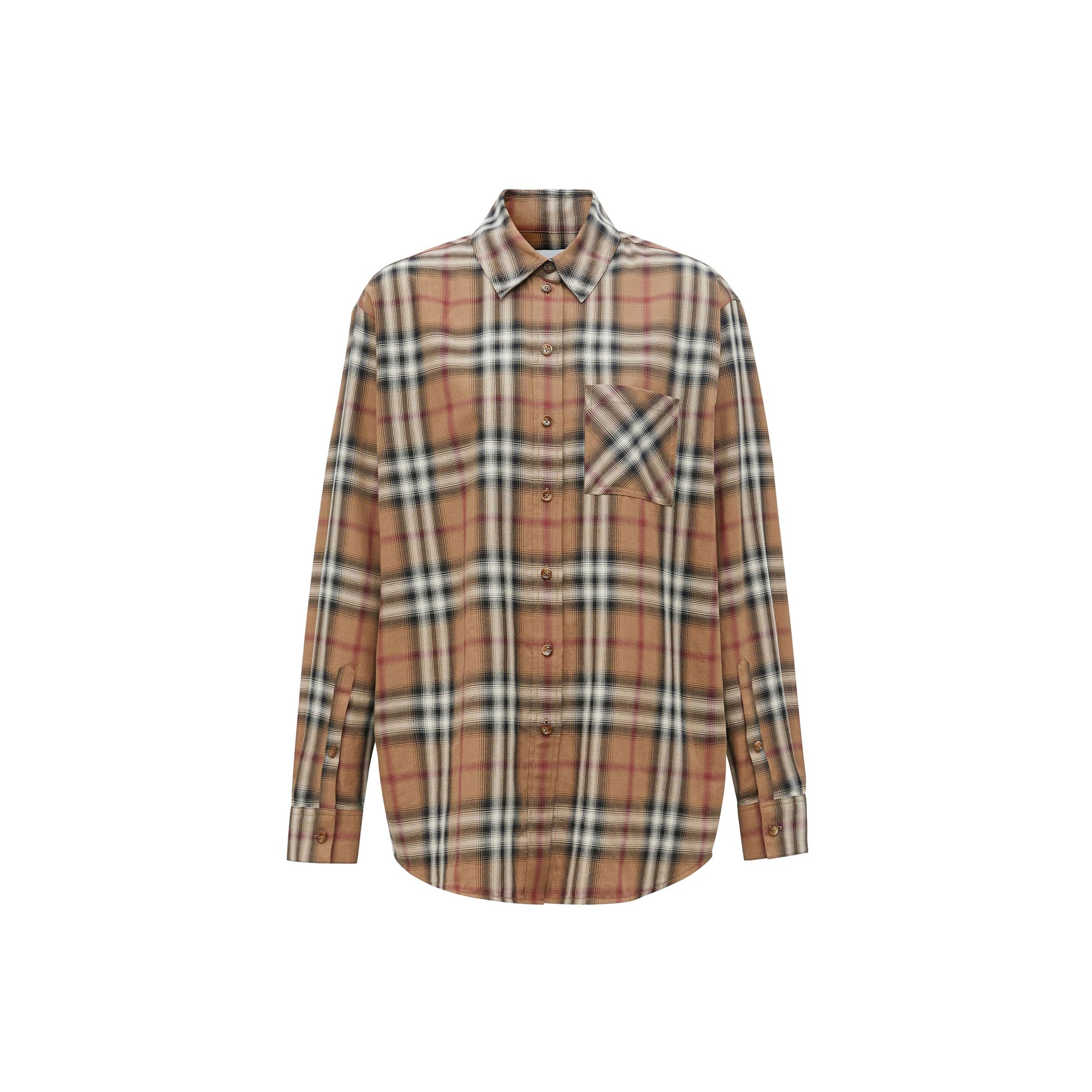 Chemise oversize en sergé de coton check ombré - Bouleau brun